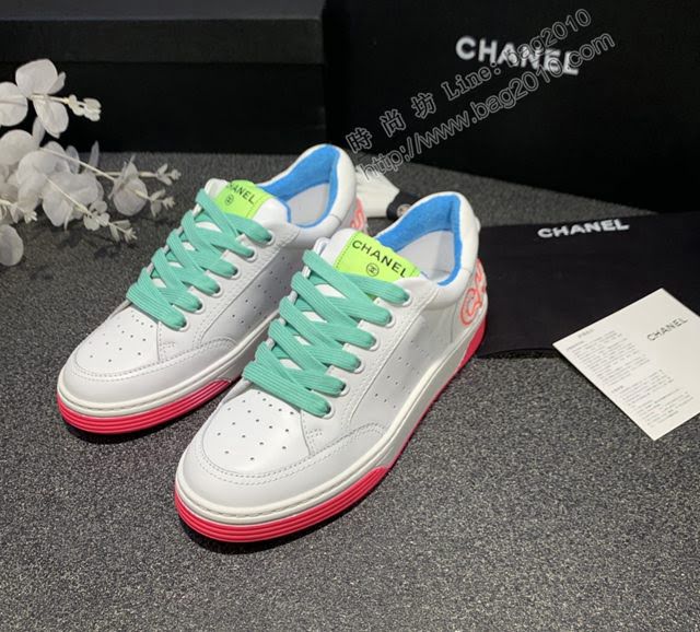 Chanel女鞋 香奈兒2020SS早春新款 糖果色休閒小白鞋 網紅明星同款  naq1261